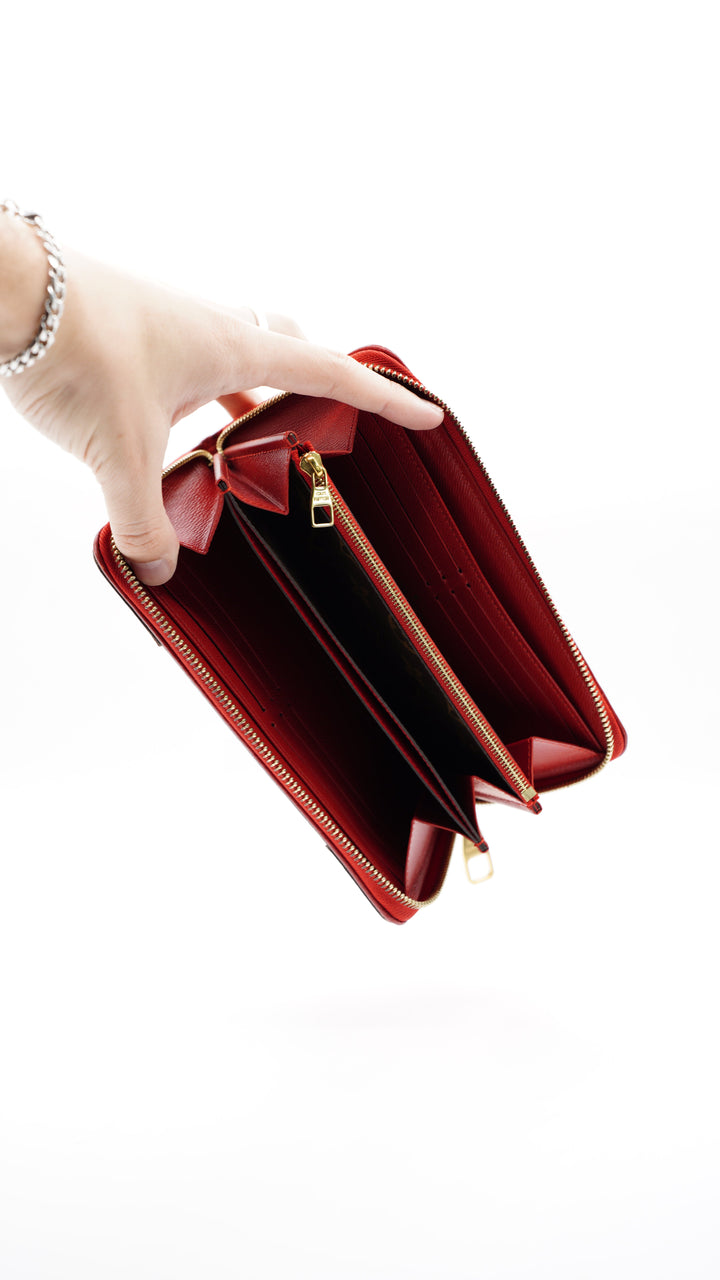 Louis Vuitton Monogram Retiro Long Zippy Wallet Brown x Red #251