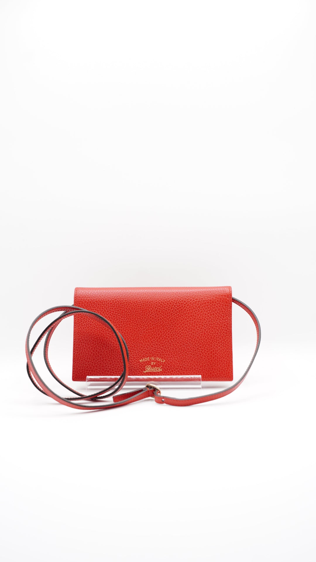 Gucci Leather Swing Shoulder Wallet on Strap Red #381