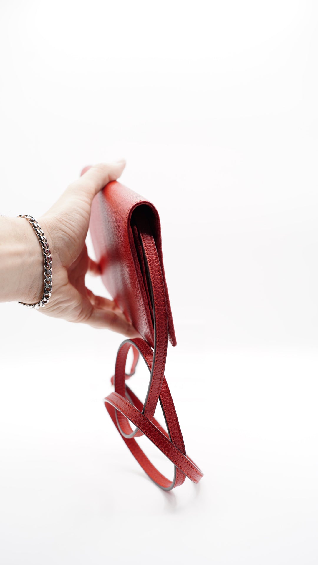 Gucci Leather Swing Shoulder Wallet on Strap Red #381