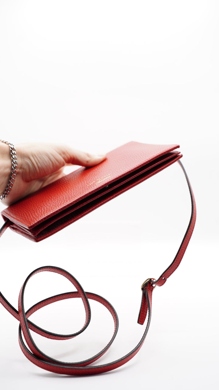 Gucci Leather Swing Shoulder Wallet on Strap Red #381