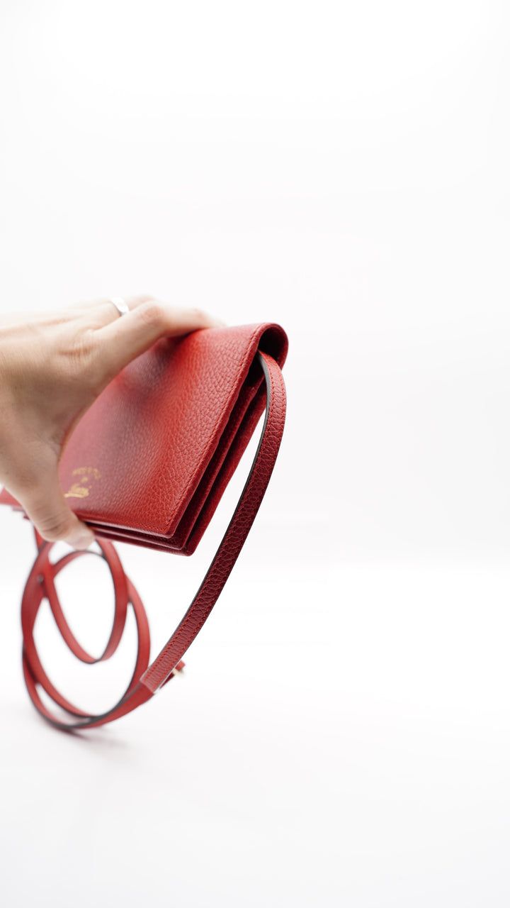 Gucci Leather Swing Shoulder Wallet on Strap Red #381
