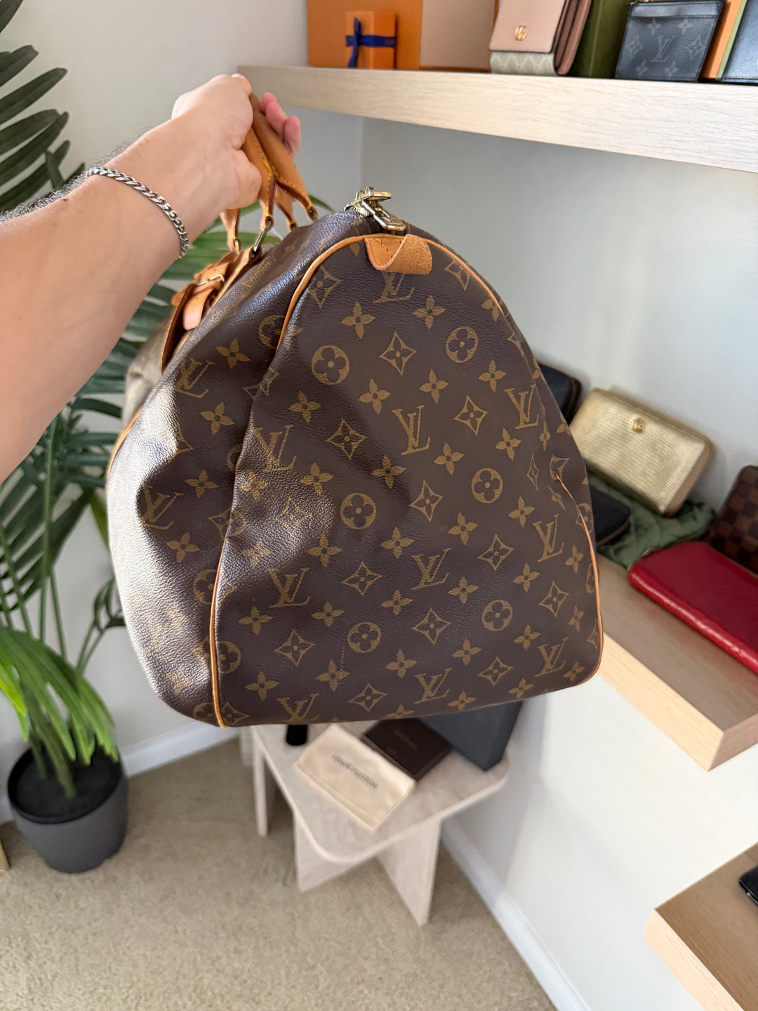 Louis Vuitton Monogram Keepall 55 Travel Boston Bag w/Lock & Key QAS15