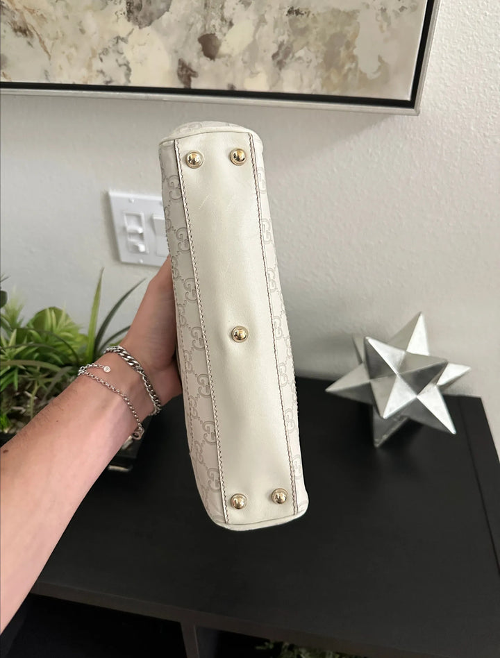 Gucci GG Shadow Leather New Jackie Hand Bag White RT48
