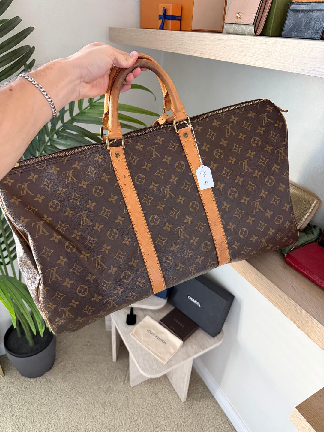 Louis Vuitton Monogram Keepall 55 Travel Boston Bag w/Lock & Key QAS15