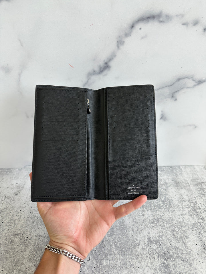 Louis Vuitton Monogram Eclipse Brazza Long Wallet Black CA16