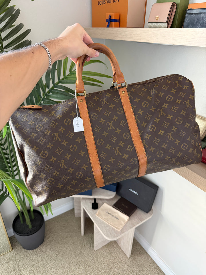 Louis Vuitton Monogram Keepall 55 Travel Boston Bag QAS2