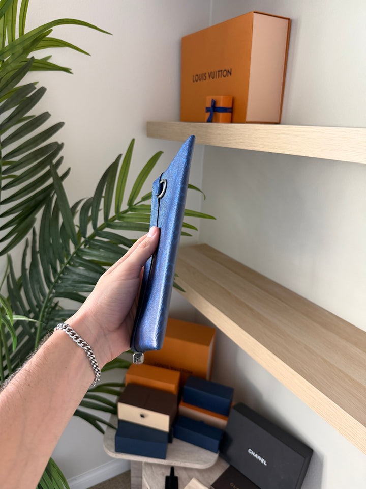 Louis Vuitton Monogram Taigarama PM Discovery Wallet Blue w/Full Inclusion TRY1