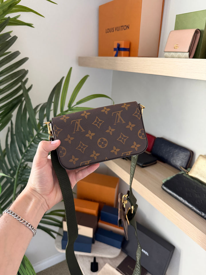 Louis Vuitton Monogram Multi Pochette Felicie Crossbody Bag Brown w/Full Inclusion QAS13